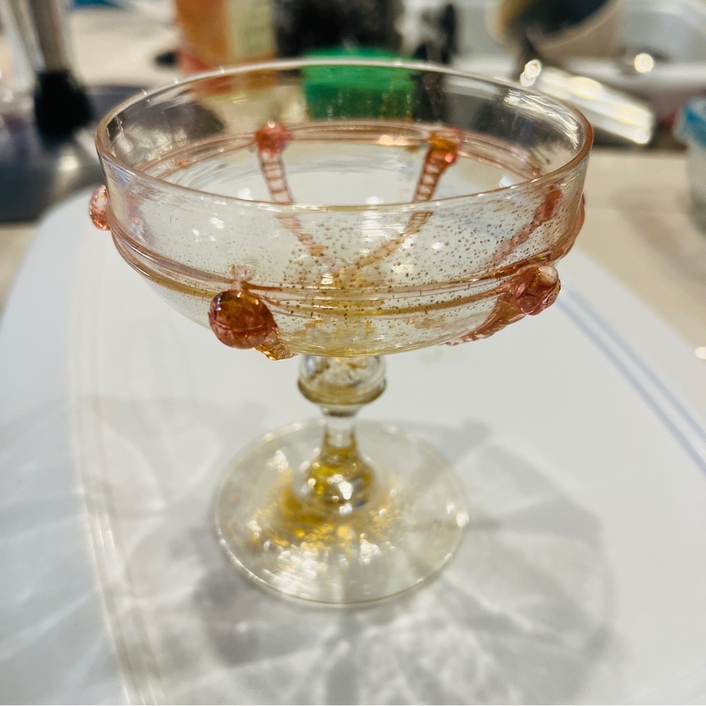 Vintage Salviati 24K Gold Murano Art Glass Champagne Coups (Set of 2)